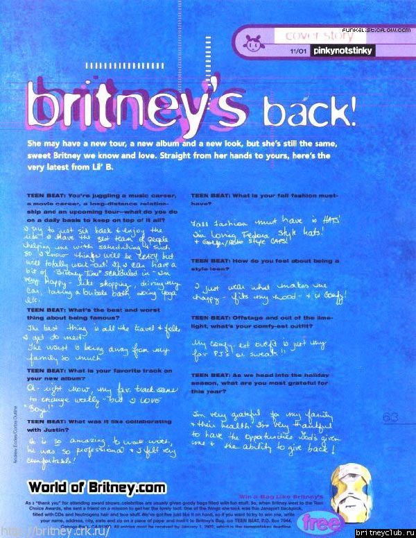Журнал "Teen Beat" (Ноябрь 2001)5.jpg(Бритни Спирс, Britney Spears)